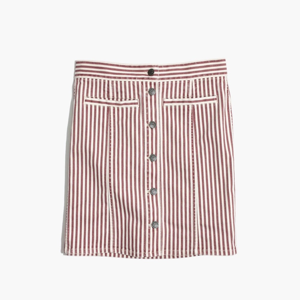 Madewell Red and White Striped Mini Skirt